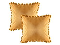 Juego De 2 Fundas De Almohada De Terciopelo Con Pompón, Estilo Rústico, 50,8 X 50,8 Cm