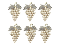 Juego De 6 Servilleteros Con Forma De Uva, Con Incrustaciones De Imitación De Diamantes Y Perlas.