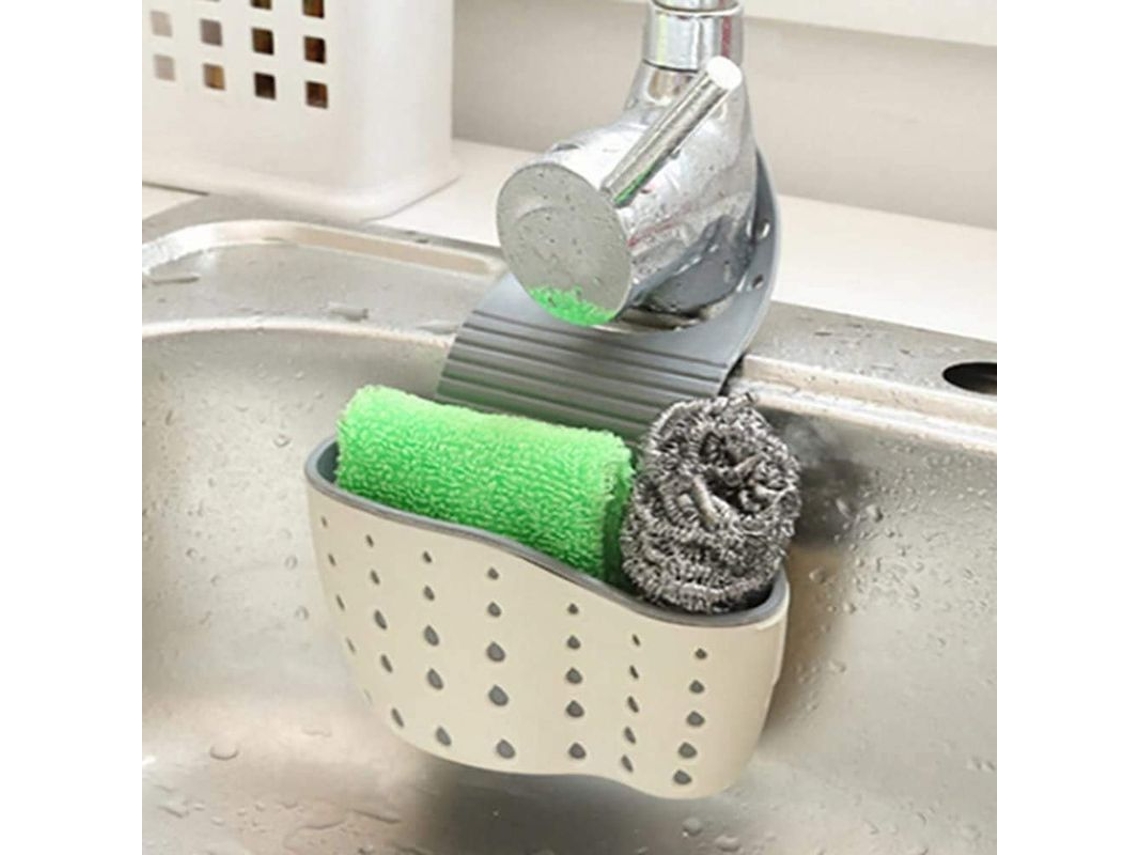 2026da-repisa De Fregadero Colgante Doble Con Succión Organizador De Cocina Para Esponjas Jabón Y Accesorios Beige
