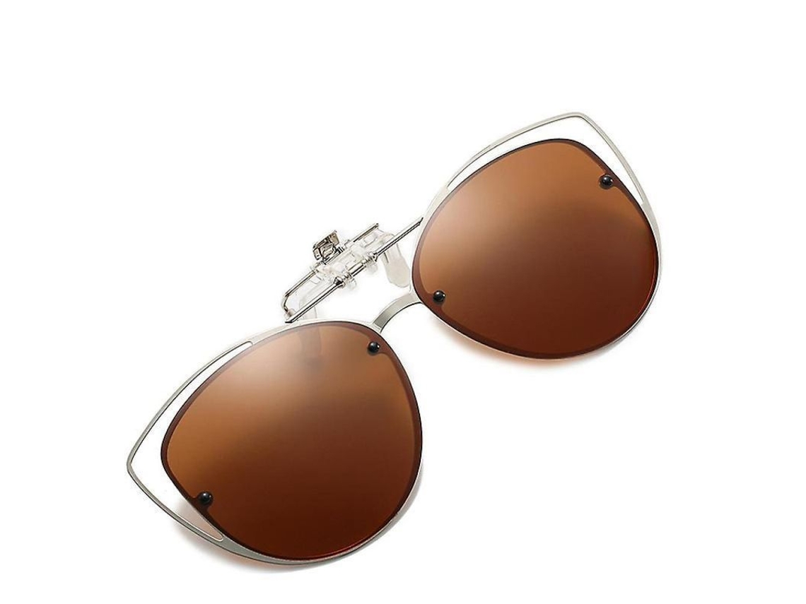 Gafas De Sol Clip-on Polarizadas Para Mujer Con Función Flip Up, Estilo Gato Vintage, Marrón Vbk