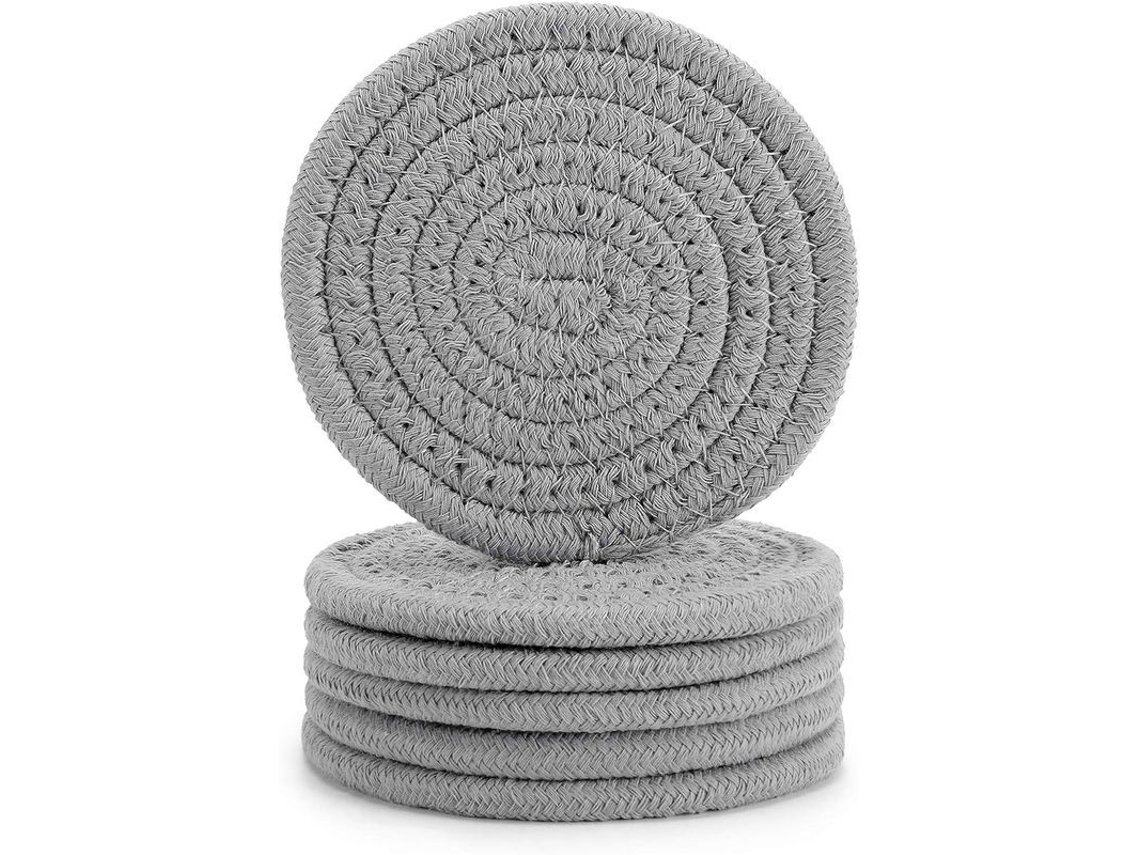 2026-6 Piezas Posavasos De Algodón Tejido, Absorbente Y Resistente Al Calor, Regalo Ideal Para Hogar 4.3 Pulgadas