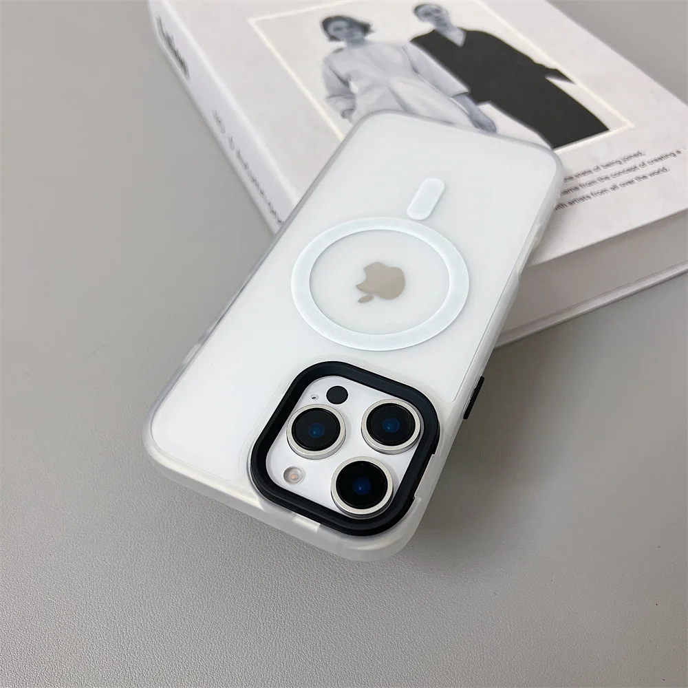 (iphone 13, Blanco) Funda De Carga Inalámbrica Magnética Magsafe Para Iphone, Acabado Mate.