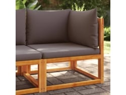 Sofá esquinero de jardín con cojines, madera maciza de acacia, DKD Home Decor