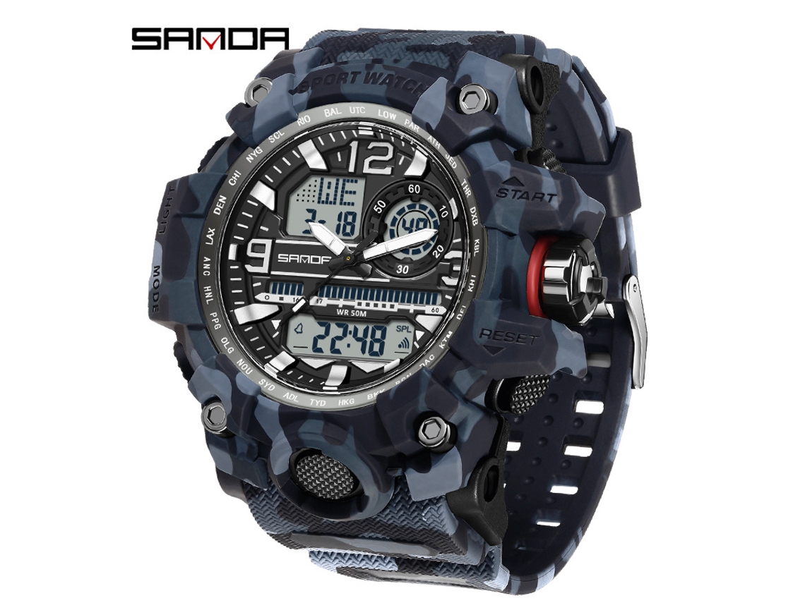 Reloj Electrónico De Moda (camuflaje Blanco Y Negro) Con Acabado Luminoso, Resistente Al Agua, A Prueba De Golpes Y Con Alarma.