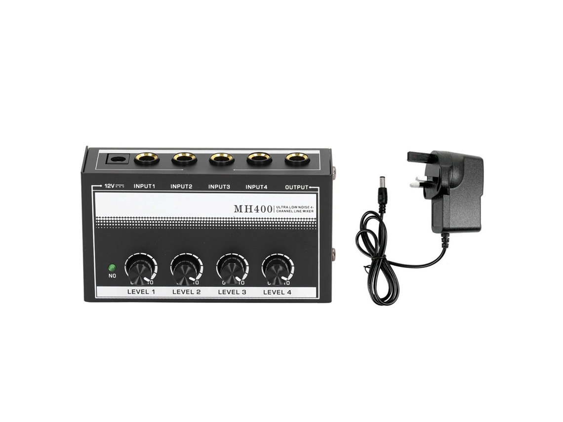 Amplificador De Auriculares Mono Portátil De 4 Canales, De Metal Y Bajo Nivel De Ruido Para Estudio Y Escenario - Blanco