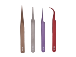 4pcs Pinzas Multifuncionales De Acero Inoxidable Para Arte De Uñas Y Extensiones De Pestañas