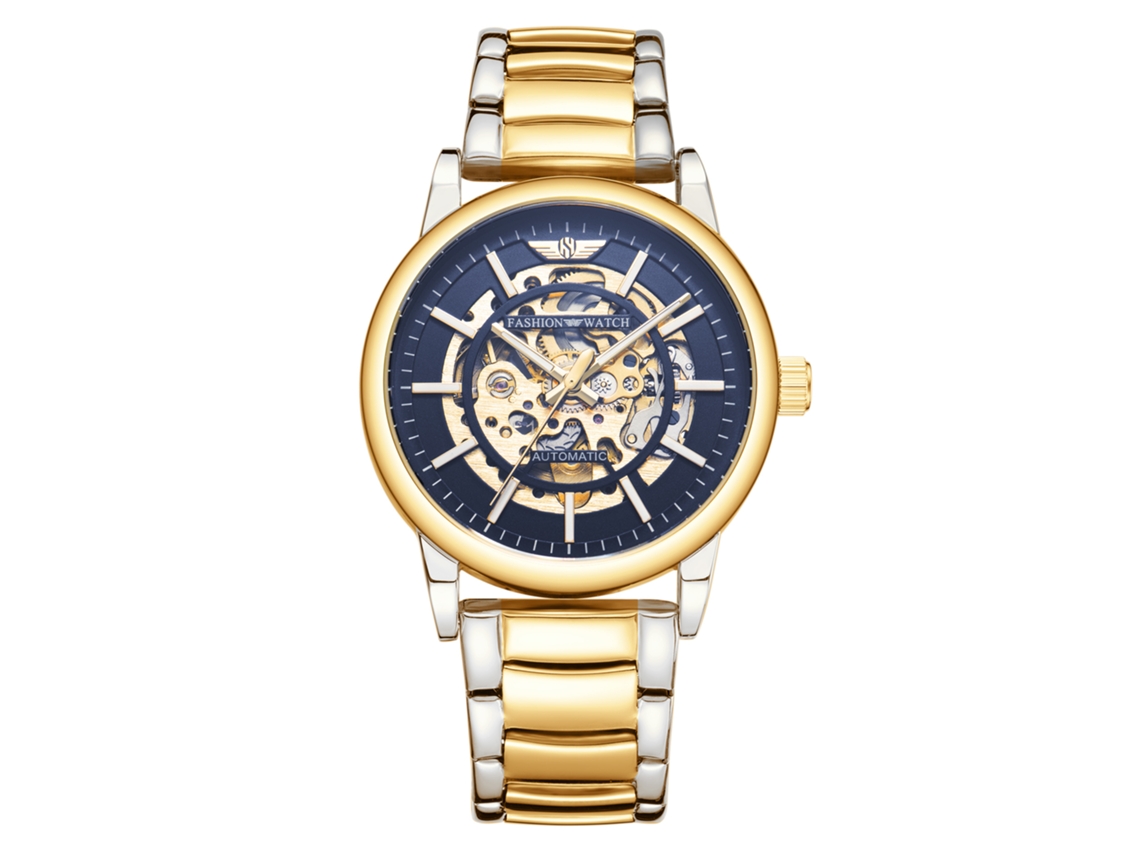 Reloj Mecánico Esqueleto Para Hombre (azul)