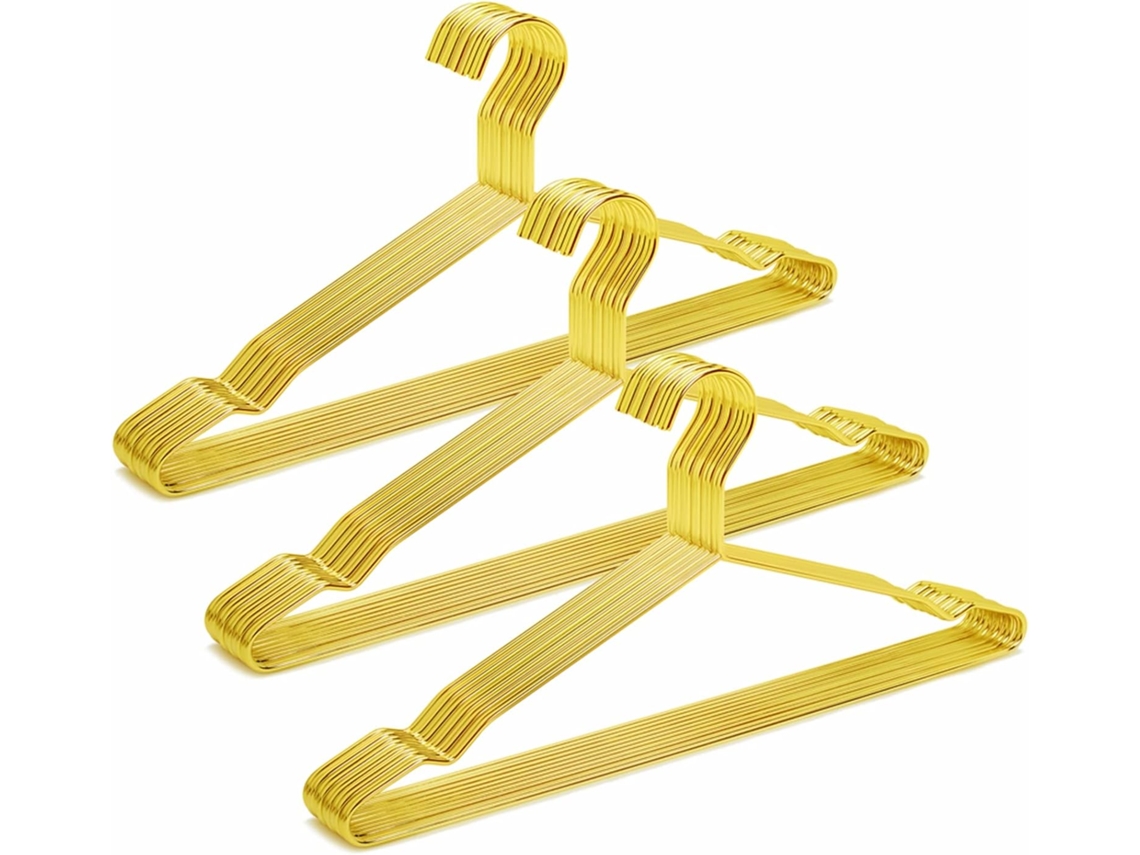 NEVEANCE Percha de metal con acabado brillante, elegante diseño dorado para abrigos y chaquetas, resistente, impermeable, antioxidante, diseño delgado para org