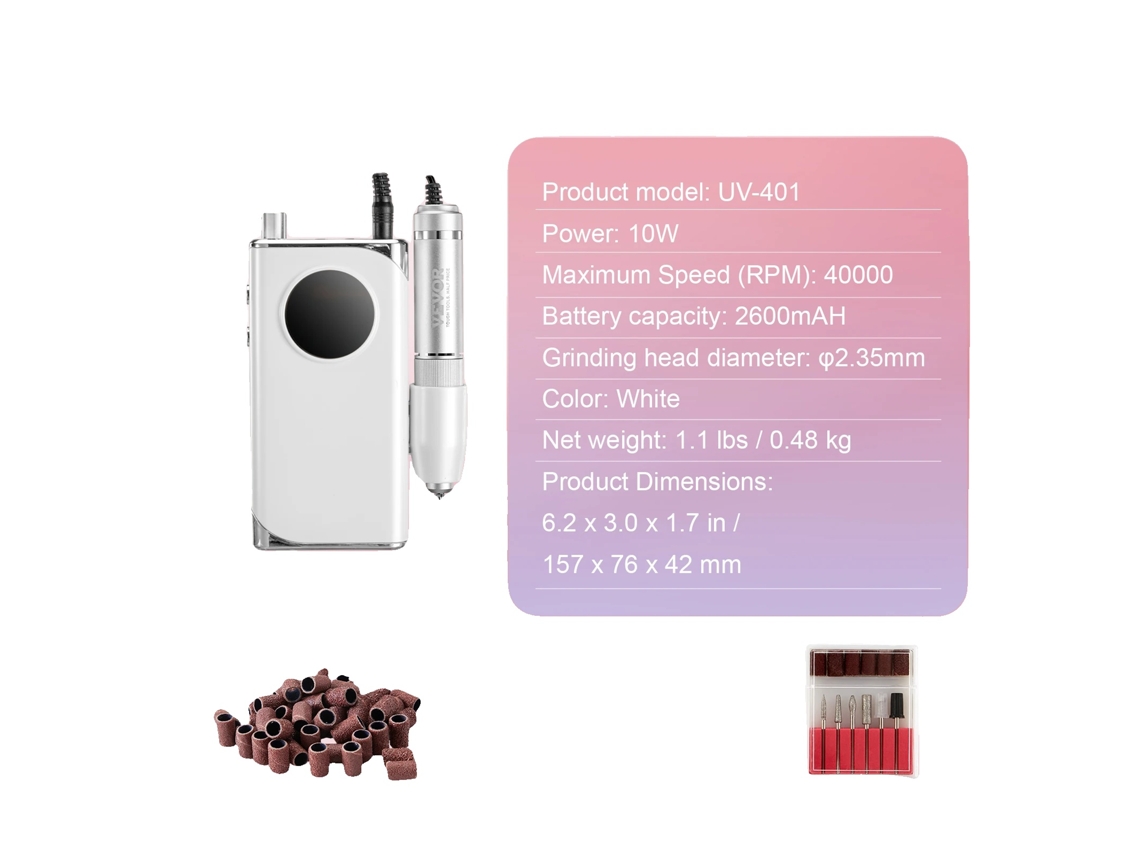 Taladro de uñas inalámbrico de alta eficiencia, 40k OEM