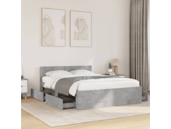 Cama Con Cabecero Madera De Ingeniería Gris Hormigón 120x200 Cm