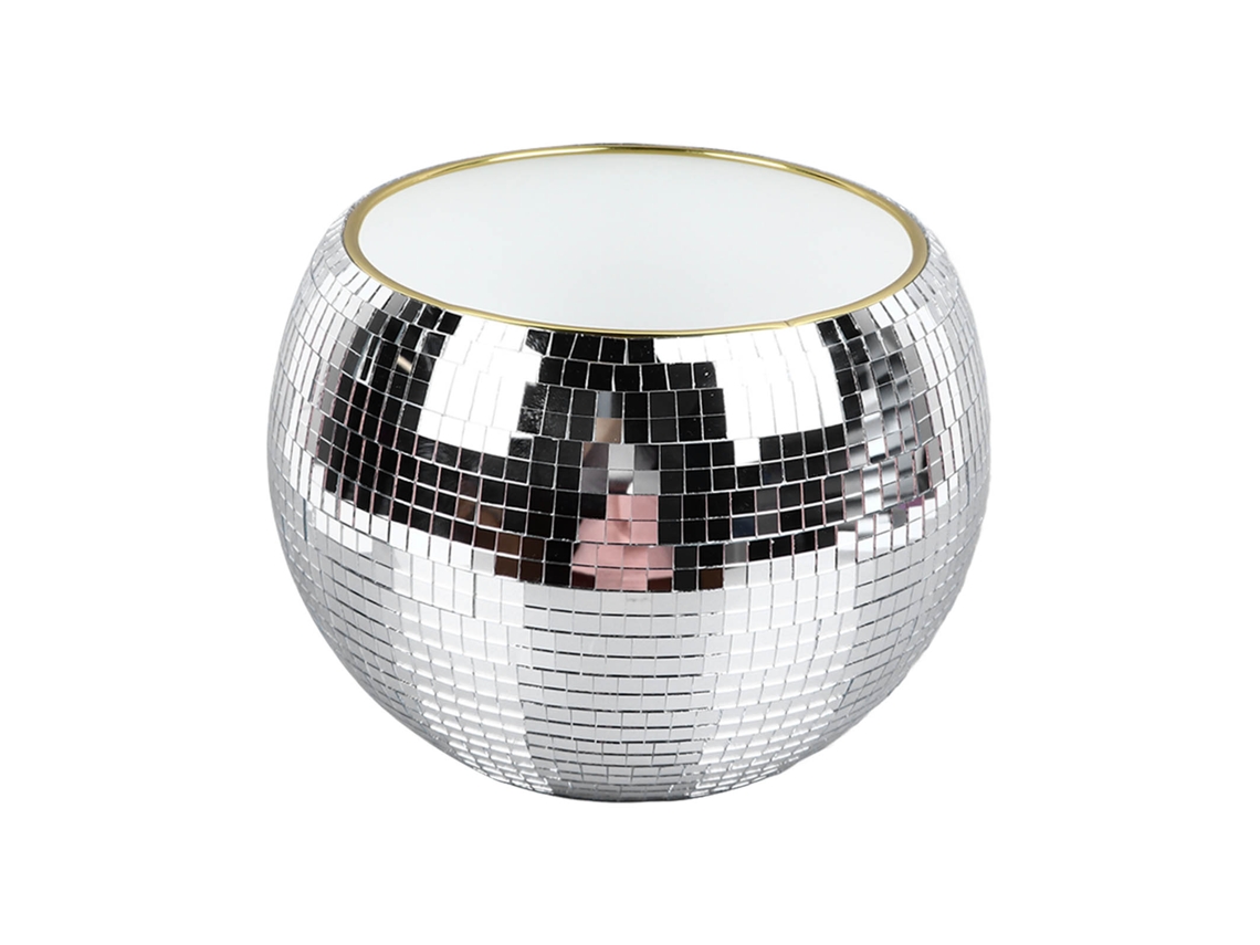 Cubitera De Plástico Con Borde Dorado Para Bebidas, Vino, Fiestas Y Decoración, Con Acabado Blanco Lechoso.