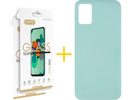 Kit Funda + 2 Protectores de Pantalla Samsung Galaxy A51 ACCETEL Silicona Líquida (Verde Agua)