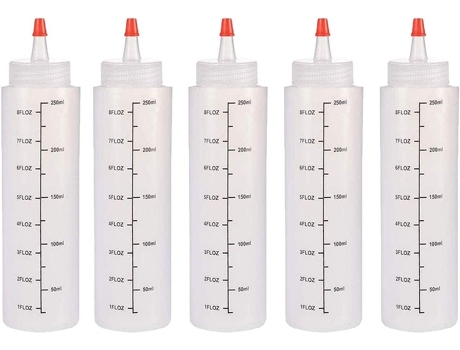 5 Botellas para Salsas, 250ml Botella Exprimible, 100% Libre de BPA, Botella de Plástico para Salsas, Mostaza, Aceite de Oliva, Salsa Barbacoa VOINEE