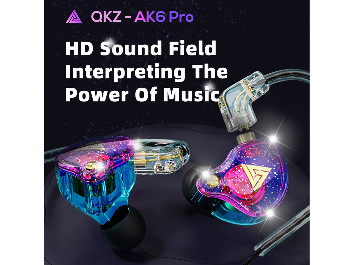 Fone De Ouvido Qkz Ak6 Pro Fio 3.5mm Dinâmico Com Gancho Para Orelha Controle Inline E Microfone