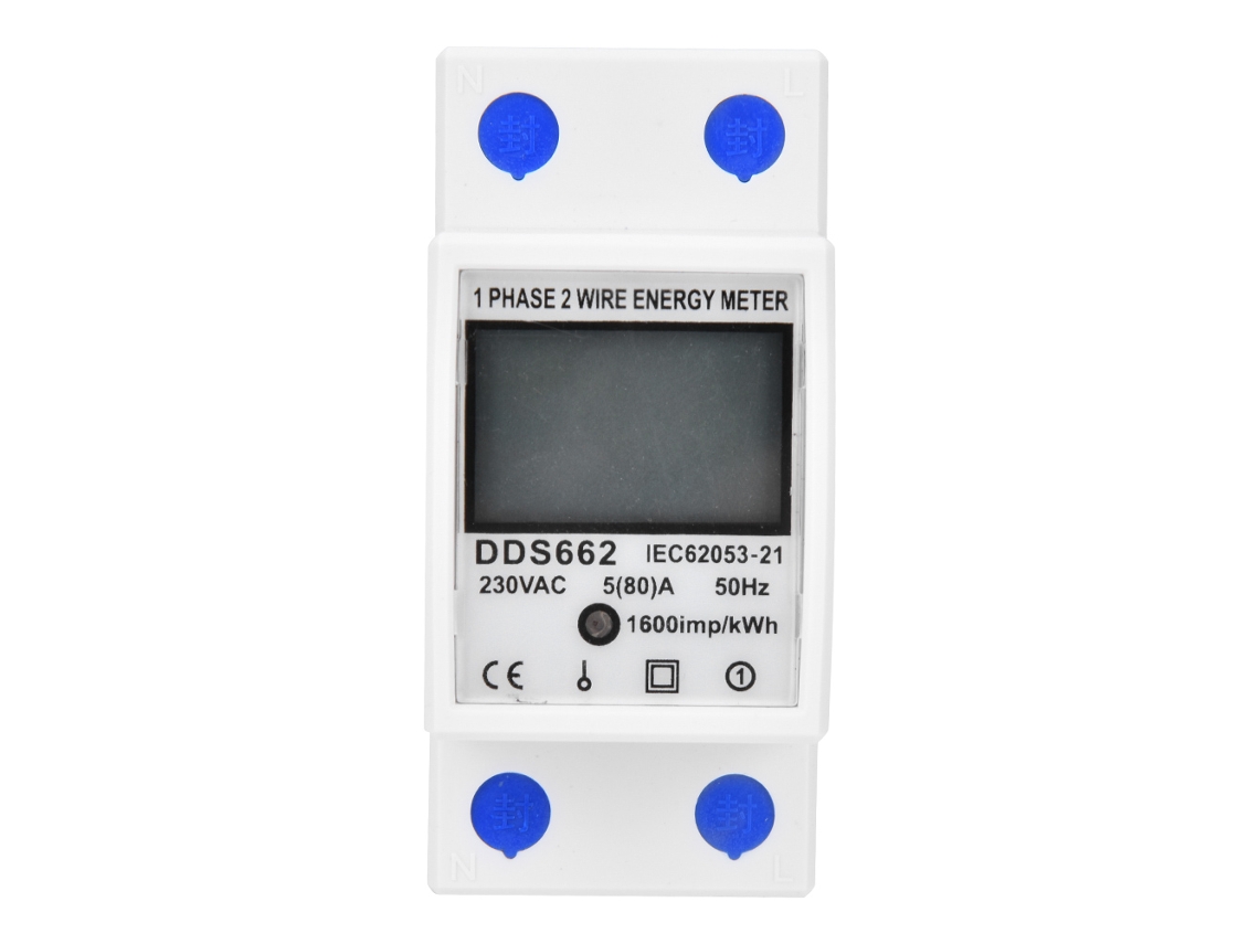 Medidor De Energía Digital Lcd Monofásico De 230 Vca, 5(80) A, 50 Hz, Para Montaje En Riel Din - Confiable