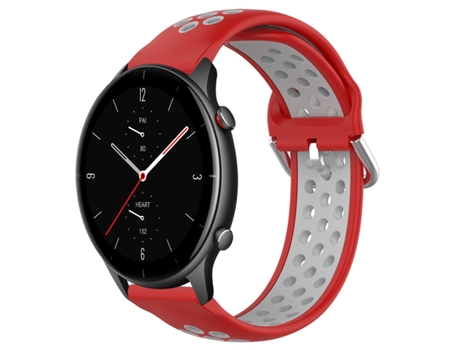 Correa Smartwatch para Amazfit GTR 2e 22mm Sport Silicona Perforada Transpirable (Rojo + Gris)