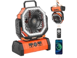 Ventilador De Camping Recargable, 10000 Mah Con Oscilación Automática, Funciona Con Pilas Y Con Mando A Distancia (naranja) Czhhmart
