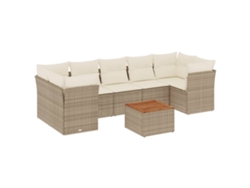Maison Exclusive - Conjunto de sofá de jardín de 8 piezas con cojines de mimbre, color beige