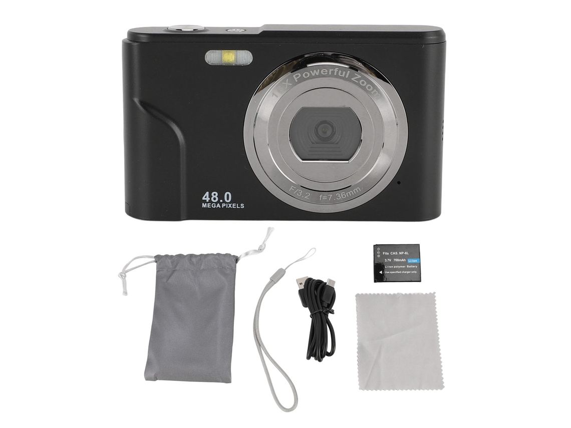 Cámara Digital 1080p De 48 Mp Para Vlogging Con Zoom De 16x, Pantalla Ips Compacta Para Niños Y Adultos.
