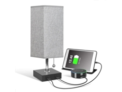 Lámpara de noche táctil con dos puertos de carga USB, color gris