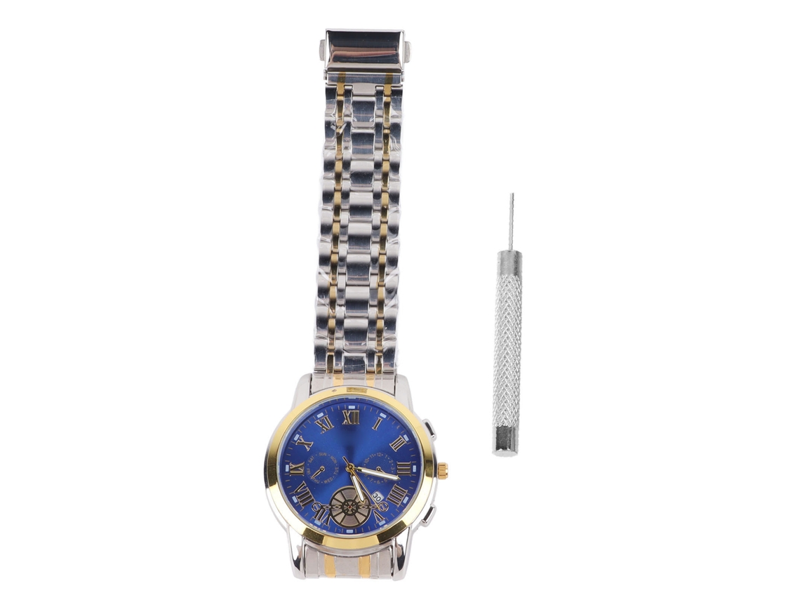 Reloj De Hombre Resistente Al Agua Con Brazalete De Acero Inoxidable, Ideal Para La Oficina Y Los Viajes, Color Dorado.