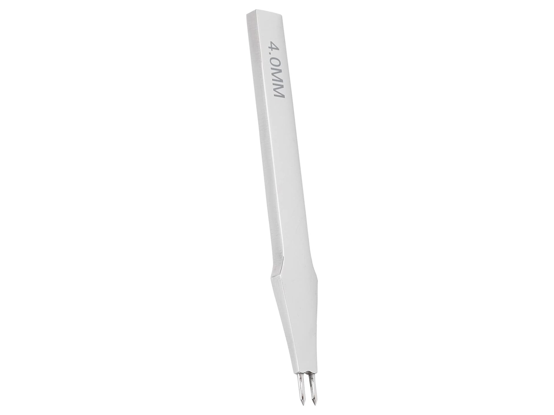 Punzón redondo de acero para cuero, para manualidades y costura, herramienta de bricolaje, 4 mm (2 dientes) Gokoco