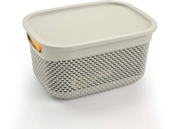 Cesta Mediana Rectangular 7h HOUSE con Tapa Beis 6,6 Litros