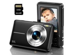 Cámara fotos digital compacta DC403 Nivel de entrada Regalo de cámara para niños FHD 44MP ZOOM 16X Pantalla de 2,4 pulgadas + 32GB - Negro SZSMART