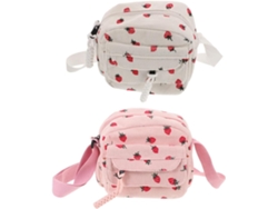 Bolso De Hombro De Fresa Acanalado De 2 Piezas, Bolso Vintage Ligero Para Teléfono Móvil, Versátil.
