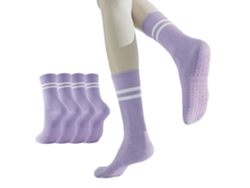 Juego De 3 Pares De Calcetines De Yoga Y Pilates Antideslizantes - Poliéster - Morado