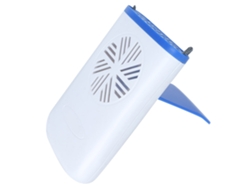 Ventilador portátil de plástico con correa ajustable para el cuello.