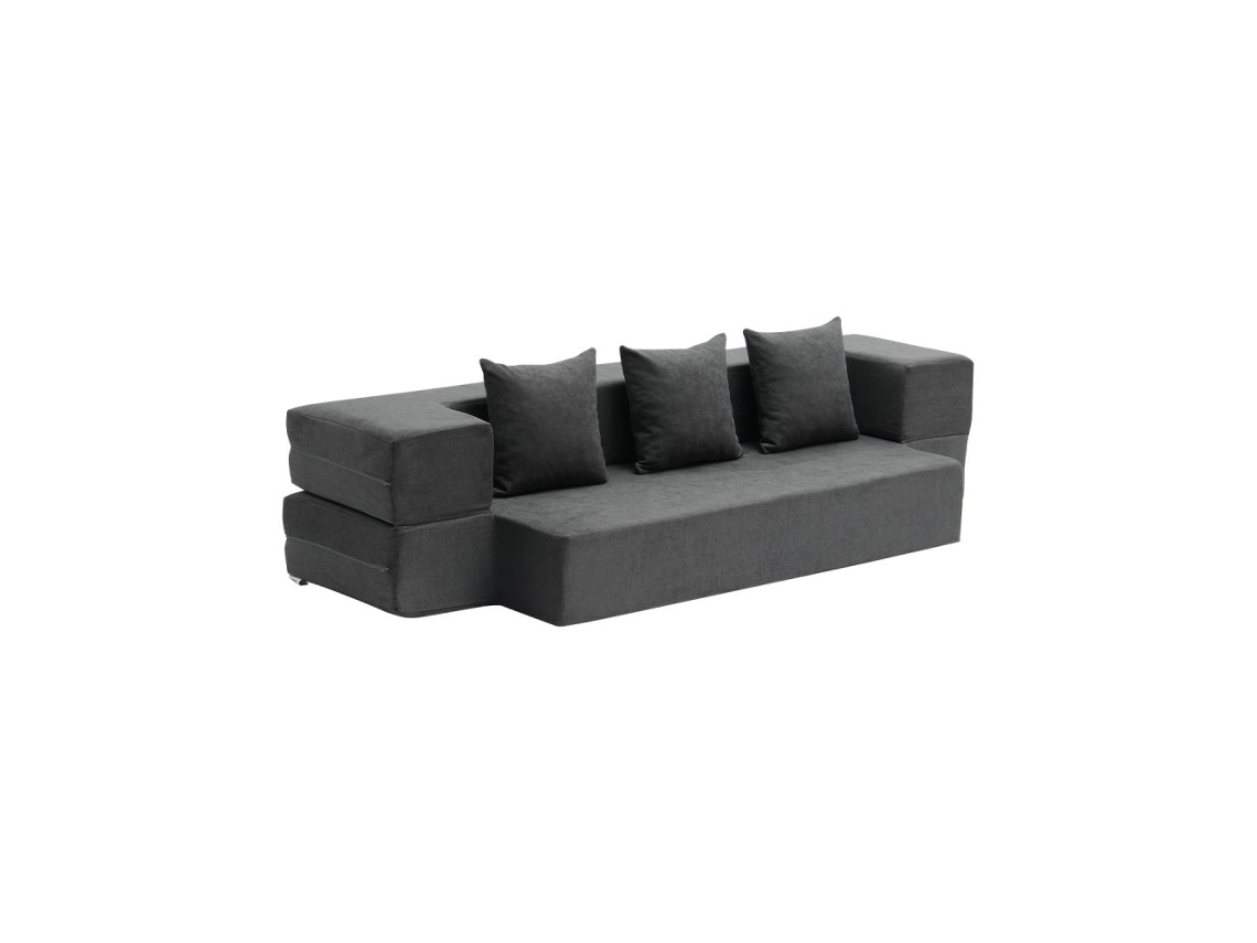 Conjunto de sofá cama plegable 3 en 1 en terciopelo con cojines Tekmaquinas