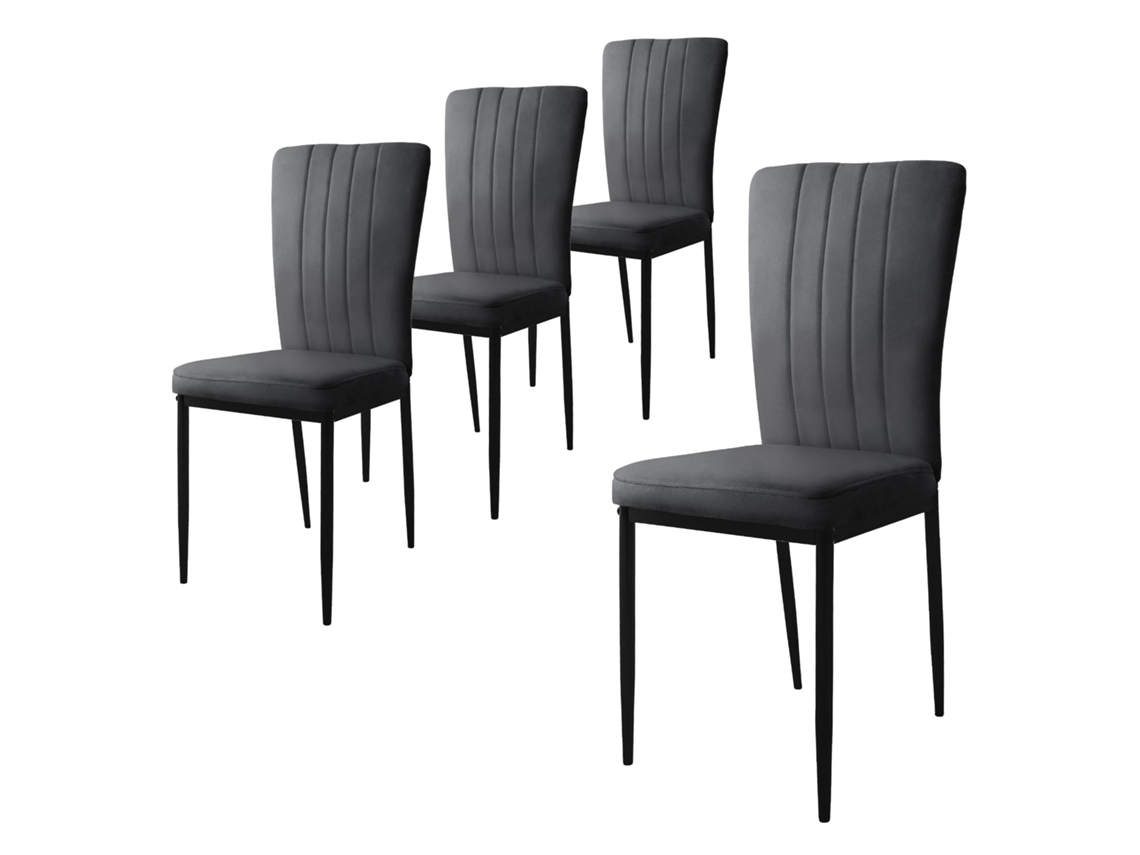 Conjunto de 4 Cadeiras de Jantar ML-DESIGN Cinzentas com Capa de Veludo e Pernas de Metal