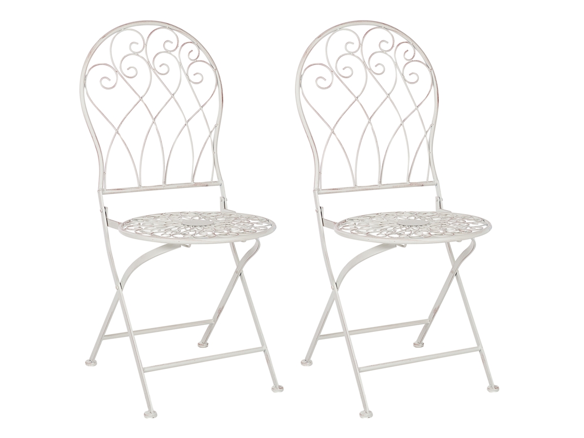 Conjunto de 2 sillas BELIANI Stiffe de Hierro Blanco 40x46x95
