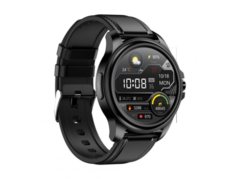 Pulsera Deportiva E89 Hd Pantalla táctil completa Ecg Presión arterial Oxígeno sanguíneo Monitoreo Cuero negro