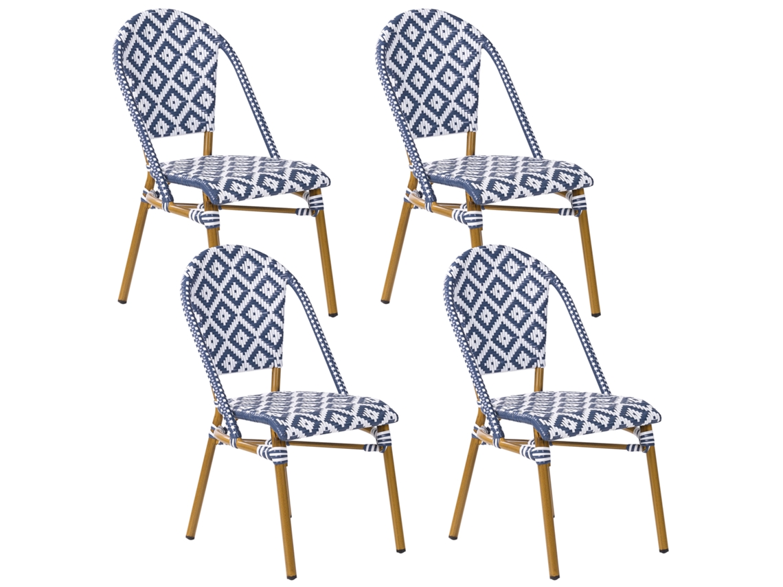 Conjunto de 4 sillas BELIANI Rifreddo de Ratán sintético Azul 42x57x88