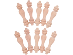Juego De 10 Balaustres De Madera Con Elegantes Cabezas Talladas, Estilo Columna Romana.