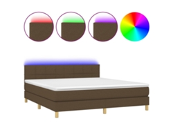 Maison Exclusive - Cama Box Spring Con Colchón Led Tela Marrón Oscuro 180x200 Cm