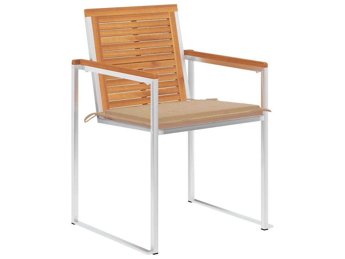 Maison Exclusive - Juego de 8 sillas de jardín con cojines, madera maciza de acacia.