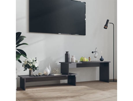MAISON EXCLUSIVE Mueble para TV madera contrachapada gris brillante 180x30x43 cm
