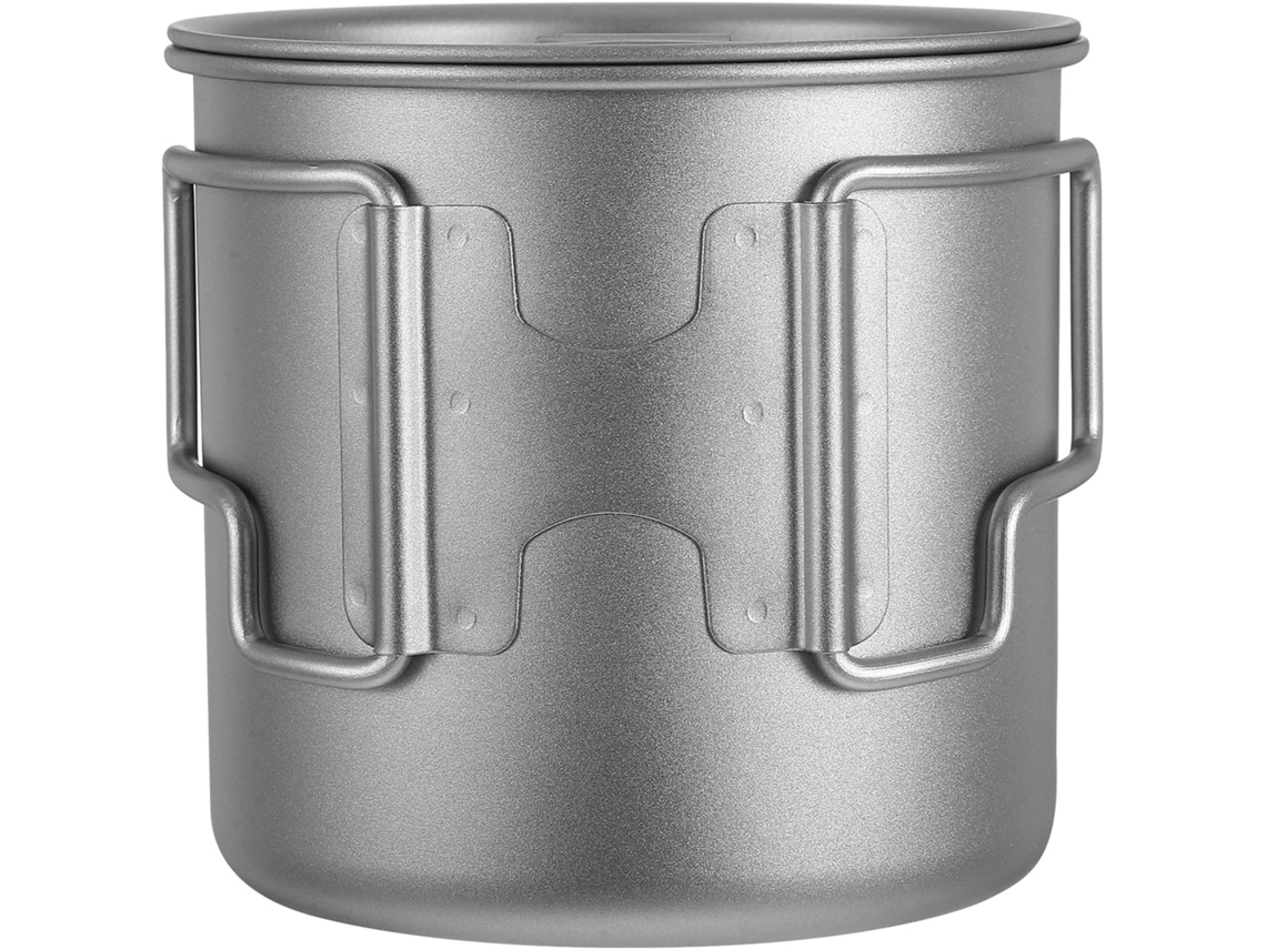 Taza De Titanio De 380 Ml Con Asa Plegable, Ligera Y De Una Sola Capa, Ideal Para Acampar.