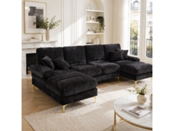 Sofá Modular De Chenilla, En Forma De U, Con 2 Asientos Reclinables, Para Sala De Estar.