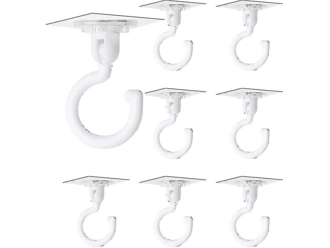 Omni-8 Ganchos Autoadhesivos Transparentes Giratorios 360 Grados Sin Taladrar Resistentes Para Techo Y Pared