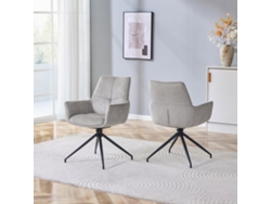 Juego De 2 Sillones Giratorios Tapizados De 360° En Tela Gris.