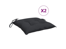 Conjunto 2 Cojín para silla VIDAXL Negro Tela (40x40x7 cm)