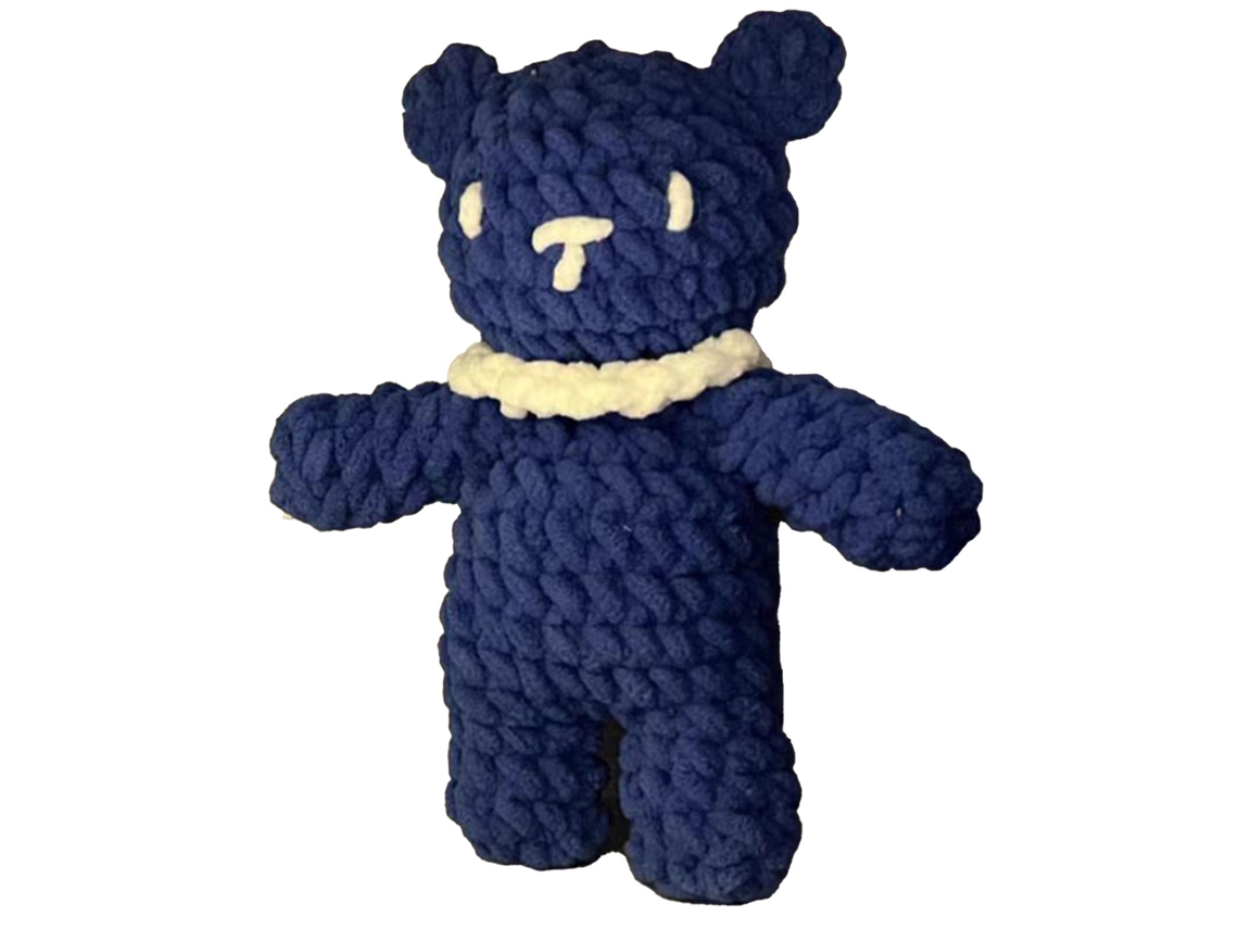 Kit de ganchillo para hacer tú mismo un oso azul, ideal para niños y adultos.