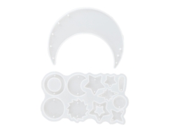 Molde De Silicona Reutilizable Para Campanillas De Viento De Resina Epoxi Con Forma De Luna Y Estrella. Decoración De Pared Diy.