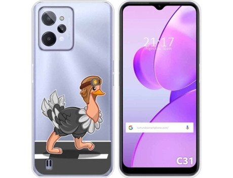 Carcasa para Realme C31 TUMUNDOSMARTPHONE Dibujos Transparente Avestruz Multicolor