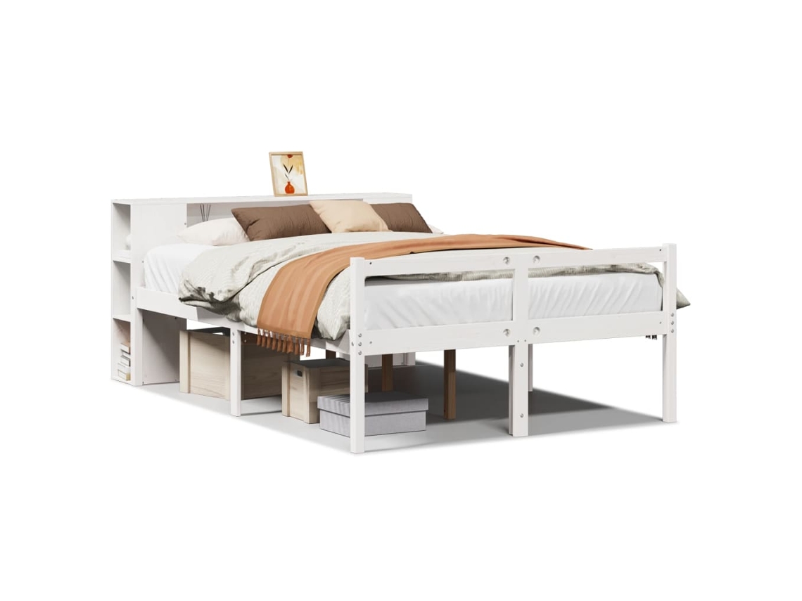 Maison Exclusive - Cama Con Estantería Sin Colchón Madera Maciza Blanca 120x200 Cm