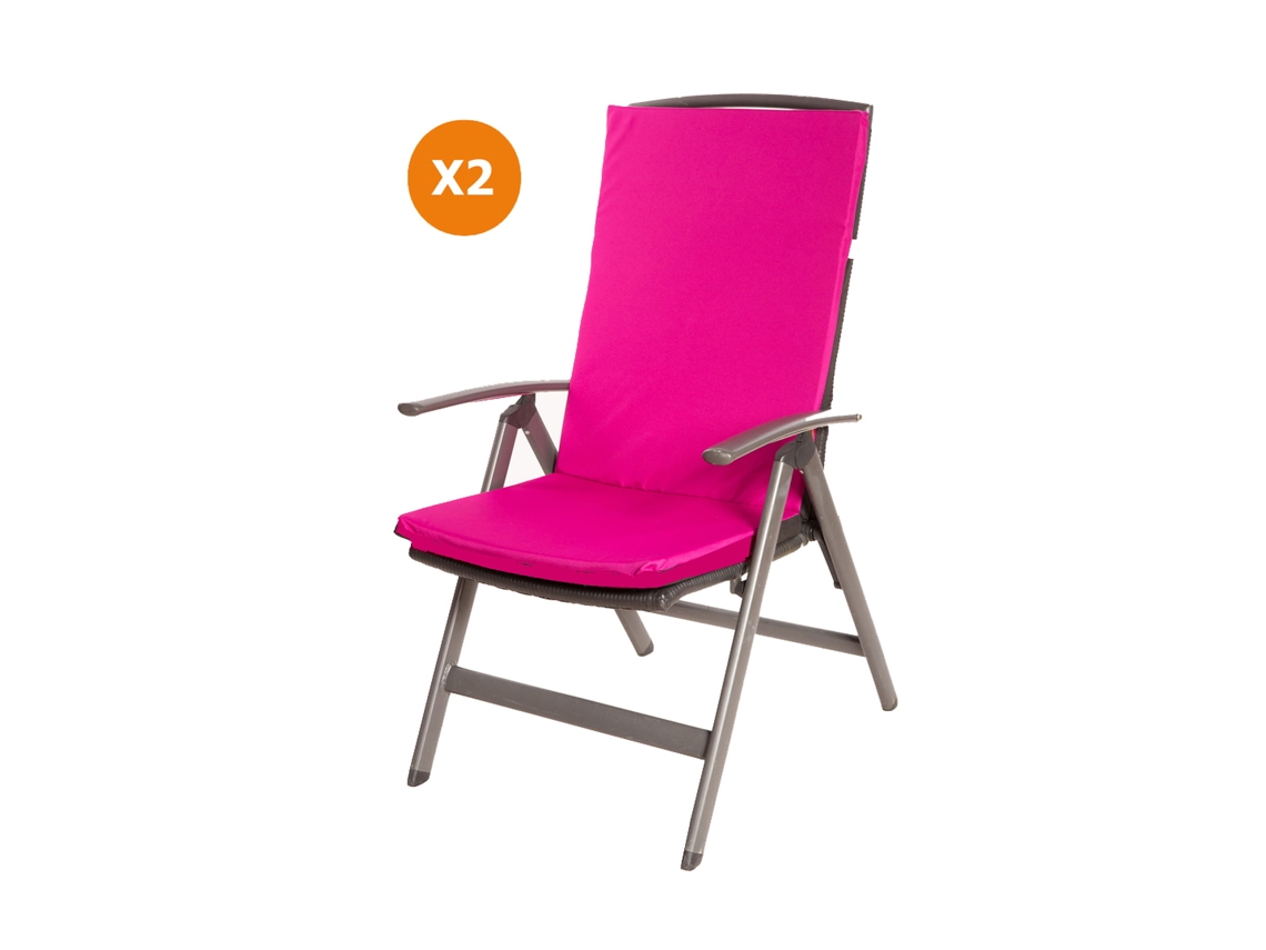 Cojín para silla 2 ud Cojín 110x47x4cm Rosa cojín para silla de exterior Cojín de asiento con respaldo alto SETGARDEN